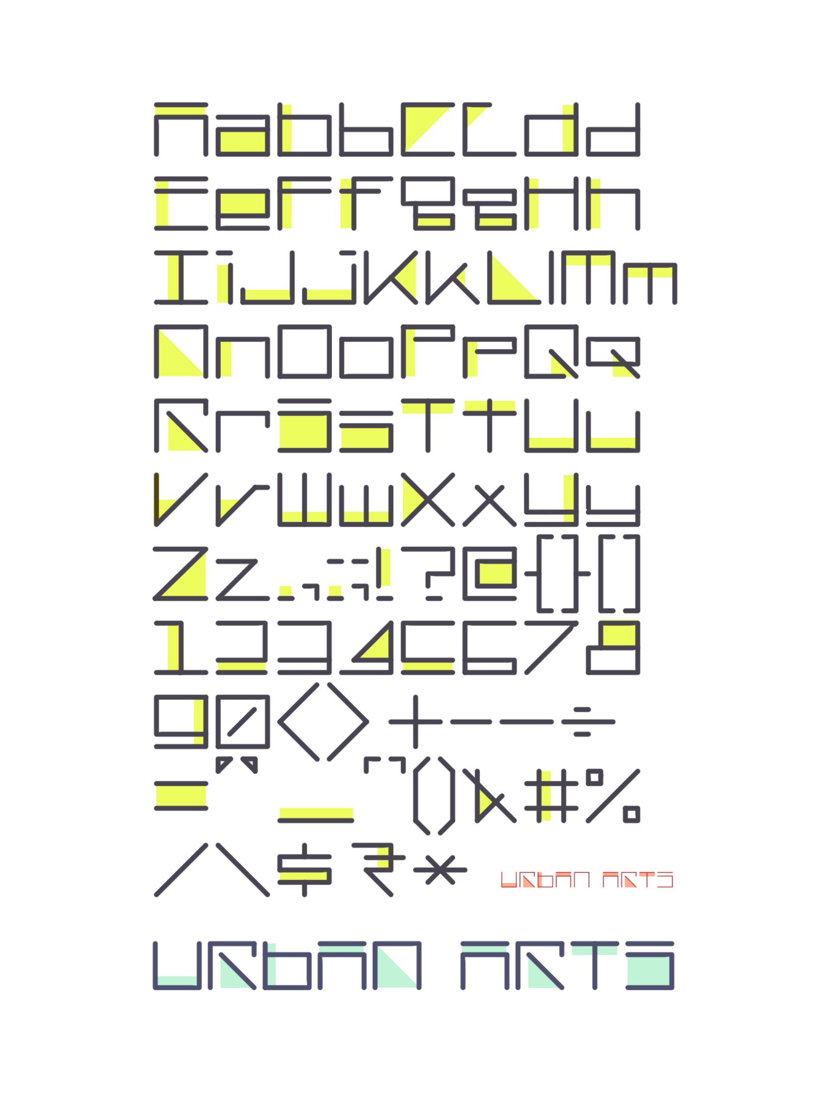 Filled version of the Urban Arts alphabet